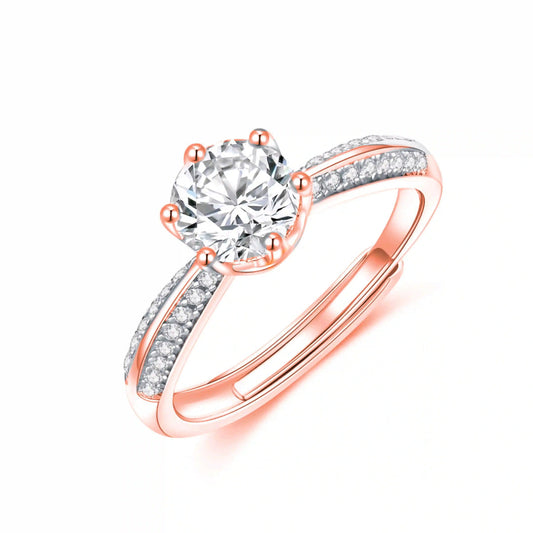 925 Sterling Silver Proposal Ring Rose Gold Plated - Adjustable Size