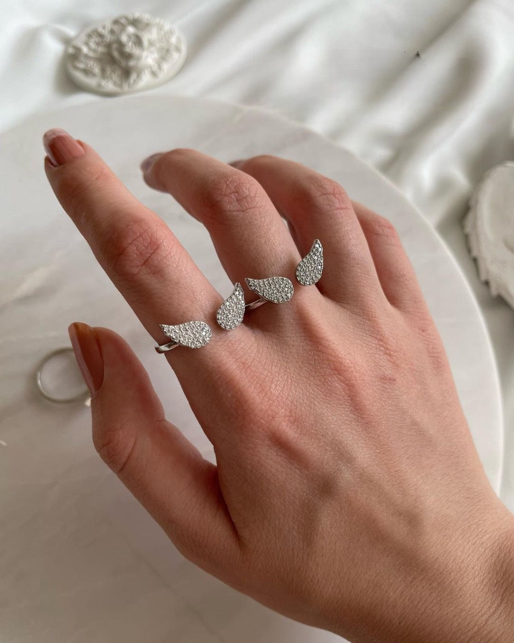 Wings Pure Silver Adjustable Ring