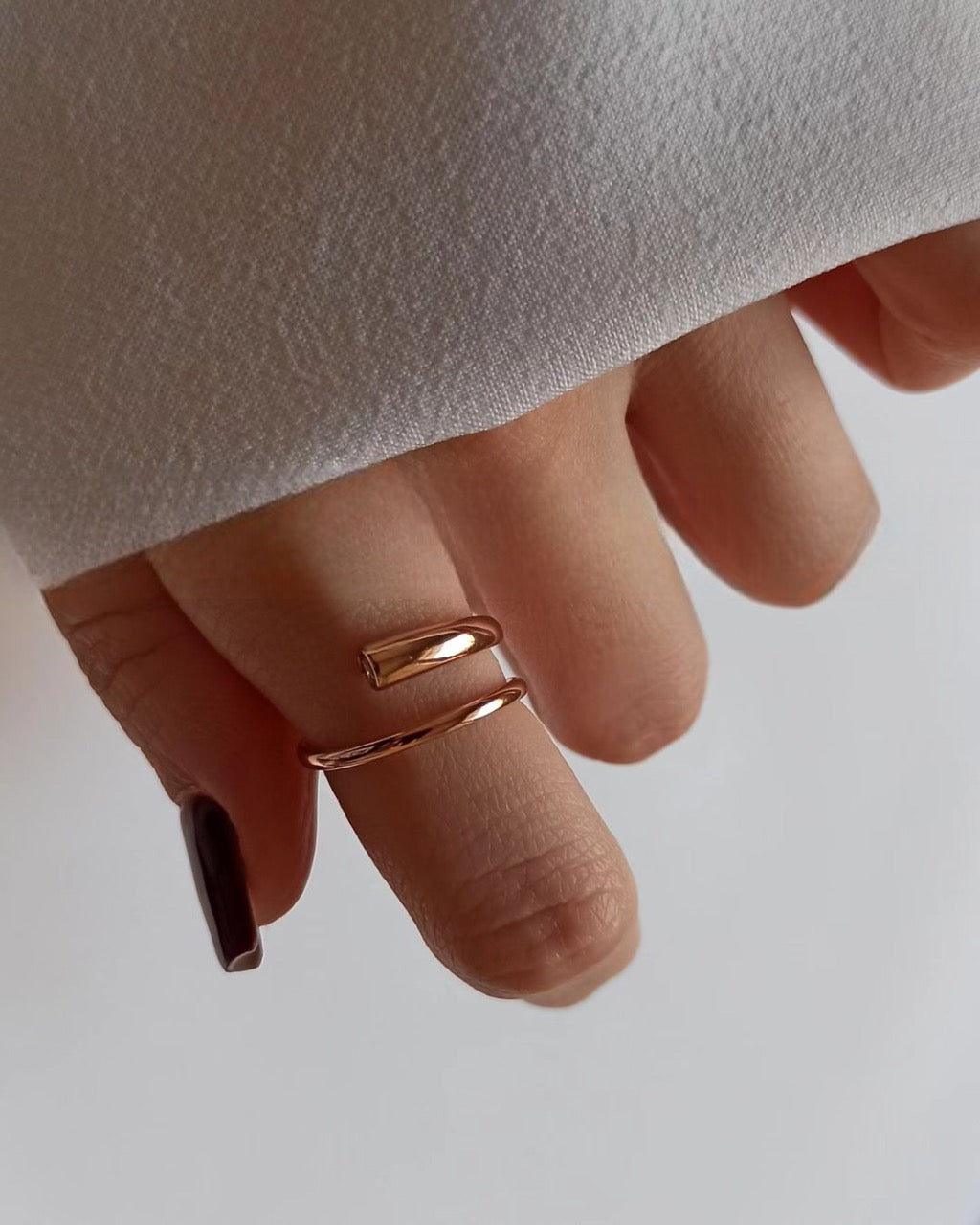 Curl Pure Silver Adjustable Ring - Rose Gold Plated