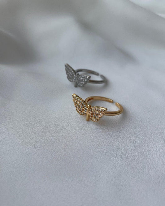 Butterfly Love Pure Silver Adjustable Ring