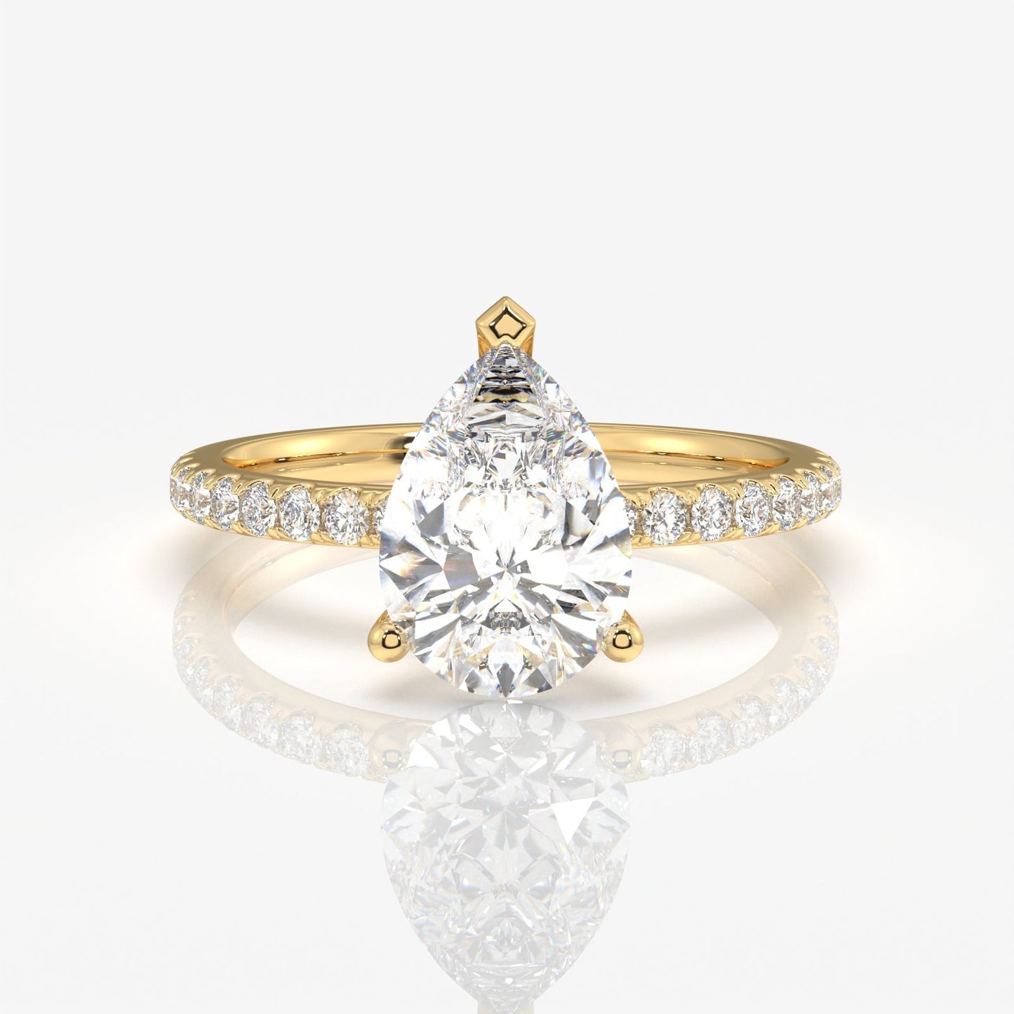 Pear Solitaire Adjustable Gold Vermil Ring - Cute Teddy Box