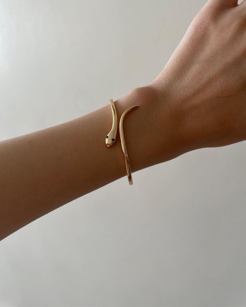 Pure Silver Snake Bracelet with Gold Plated
