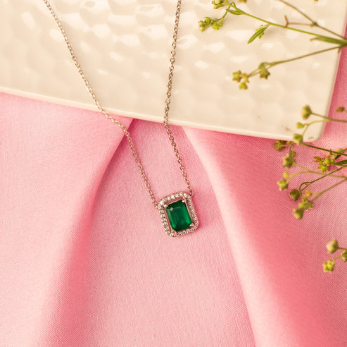 Emerald Necklace - 925 Silver