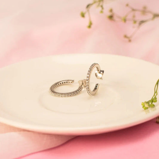 Eternity Half Hoop Earrings - 925 Silver