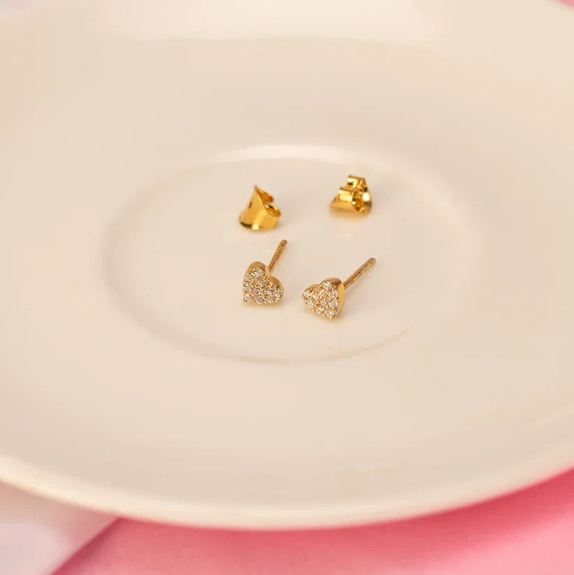 Heart Stud Earrings - 925 Silver