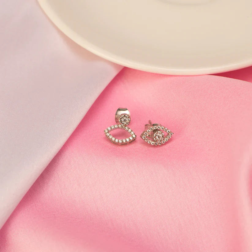 3-in-1 Evil Eye Stud Earrings - 925 Silver
