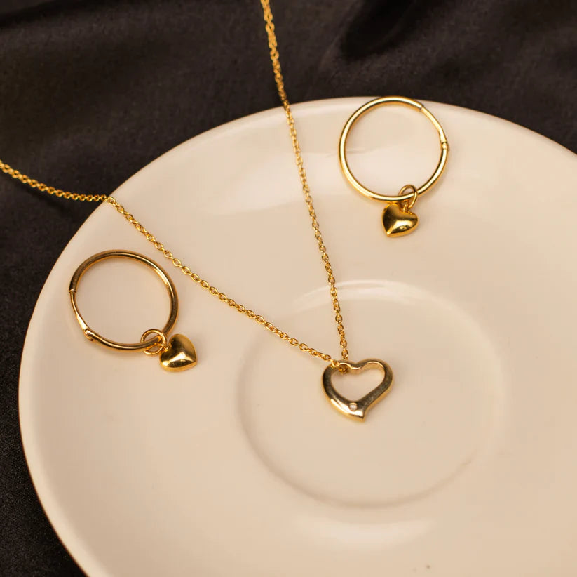 Heart Drop Earrings - 925 Silver