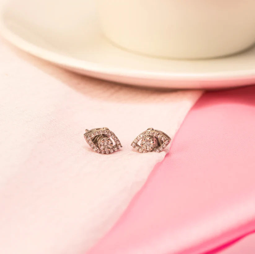 3-in-1 Evil Eye Stud Earrings - 925 Silver