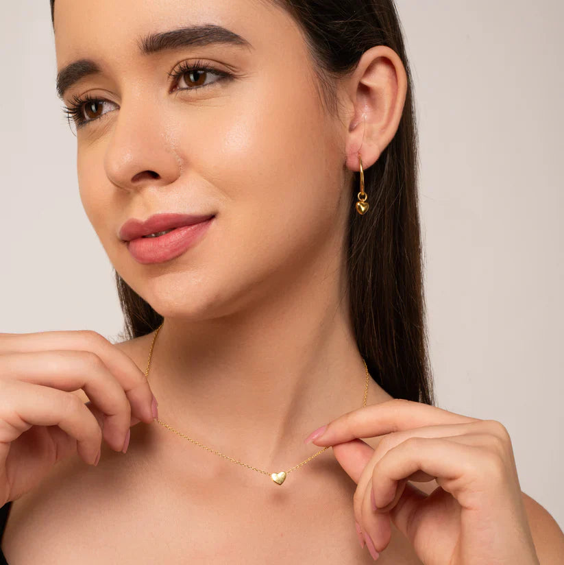 Heart Drop Earrings - 925 Silver
