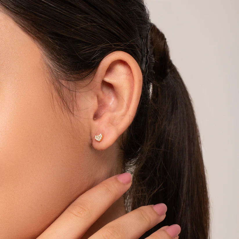 Heart Stud Earrings - 925 Silver