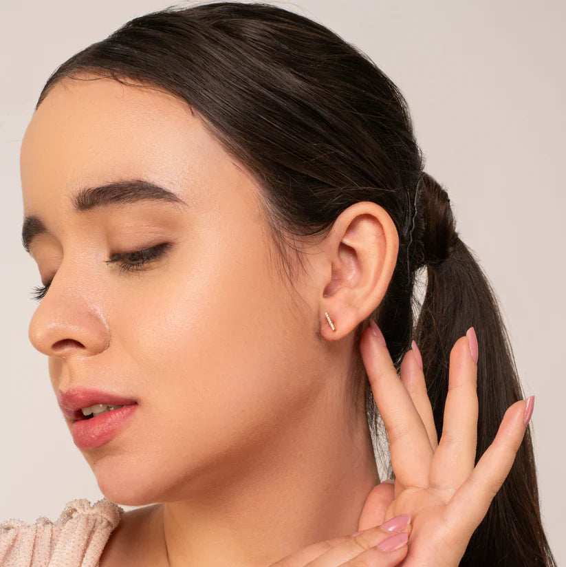 Bar Stud Earrings - 925 Silver
