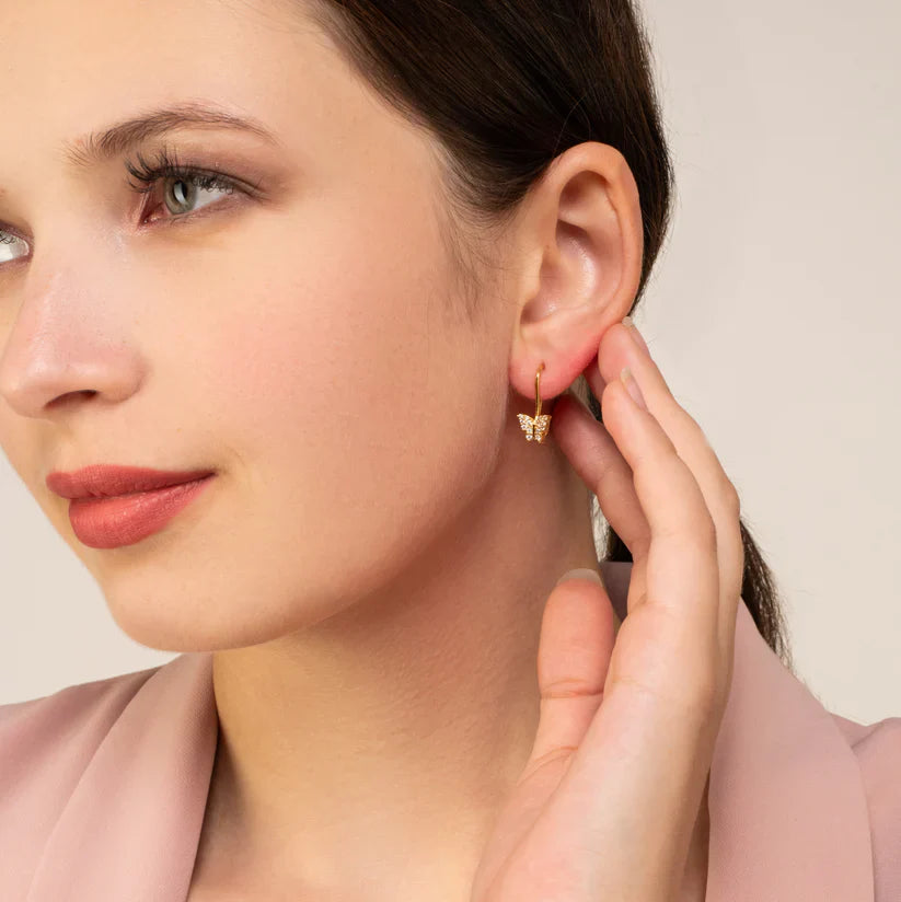 Butterfly Drop Earrings - 925 Silver