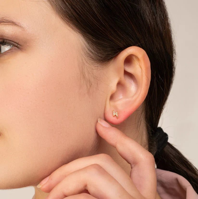 Lightning & Rainbow Stud Earrings - 925 Silver