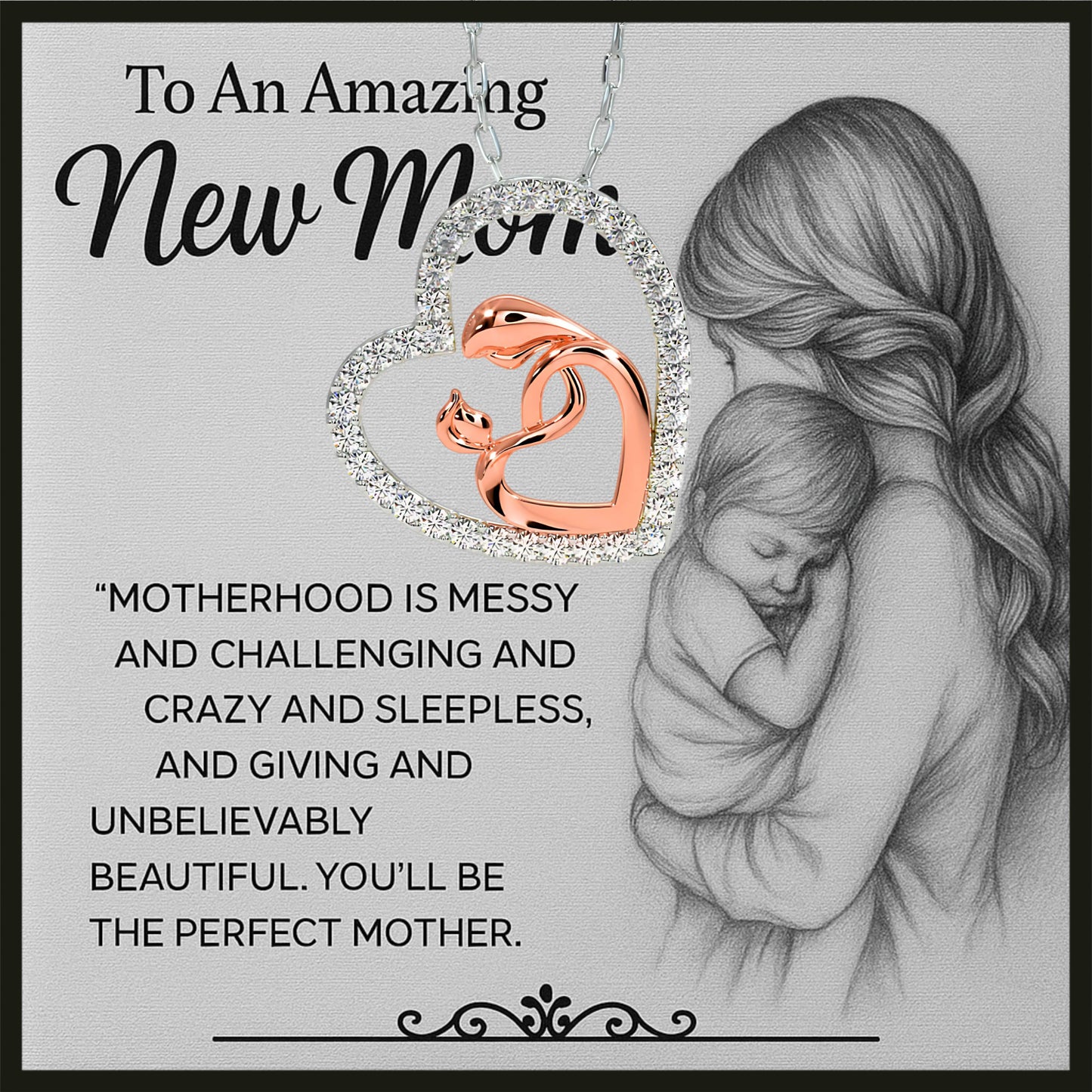 Special Gift for Mom to be - Mom & Baby Pure Silver Necklace Gift Set