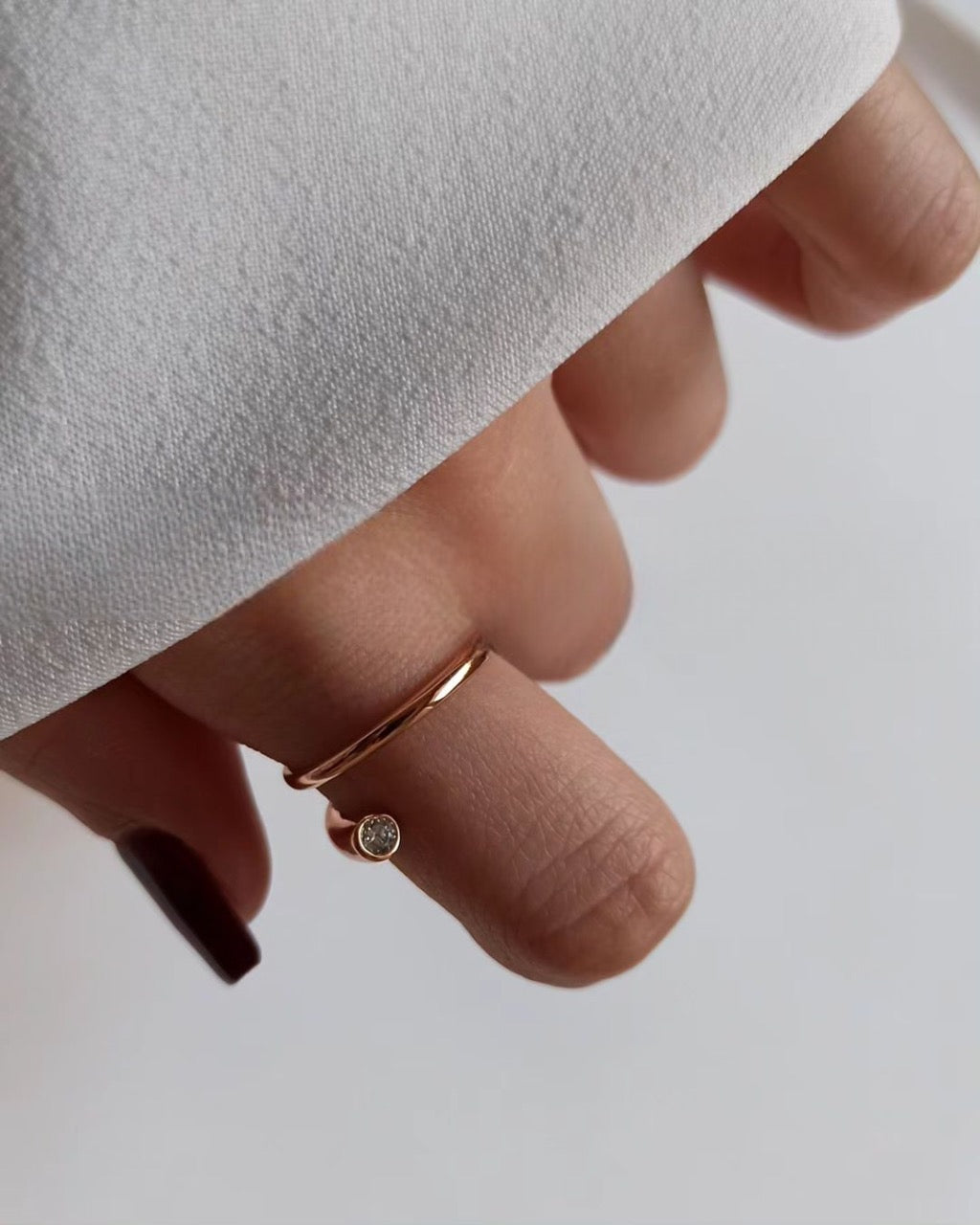 Curl Pure Silver Adjustable Ring - Rose Gold Plated