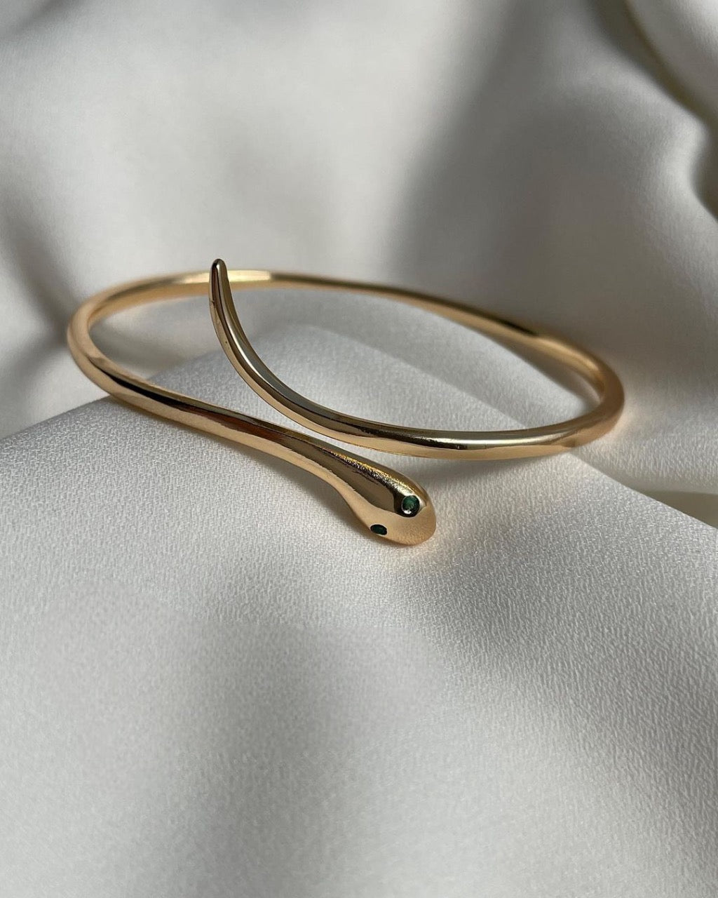 Pure Silver Snake Bracelet with Gold Plated