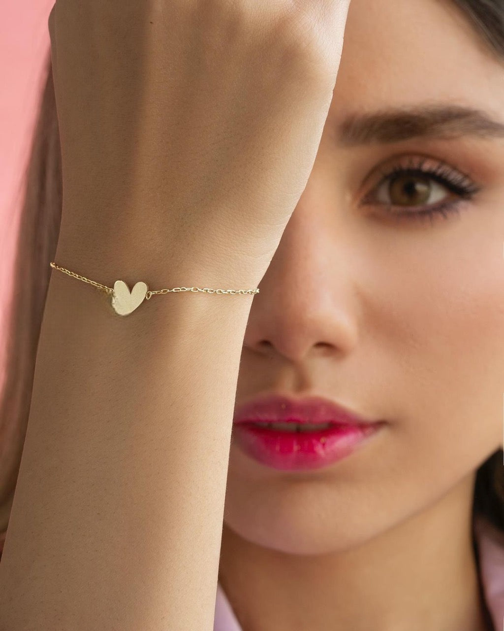 Heart Silver Bracelet with Gold Plating