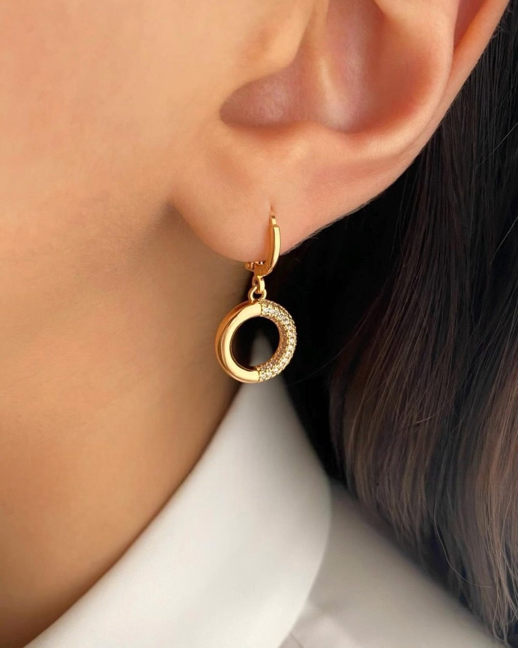Semi Circlet 925 Sterling Silver Earrings with Gold Plated