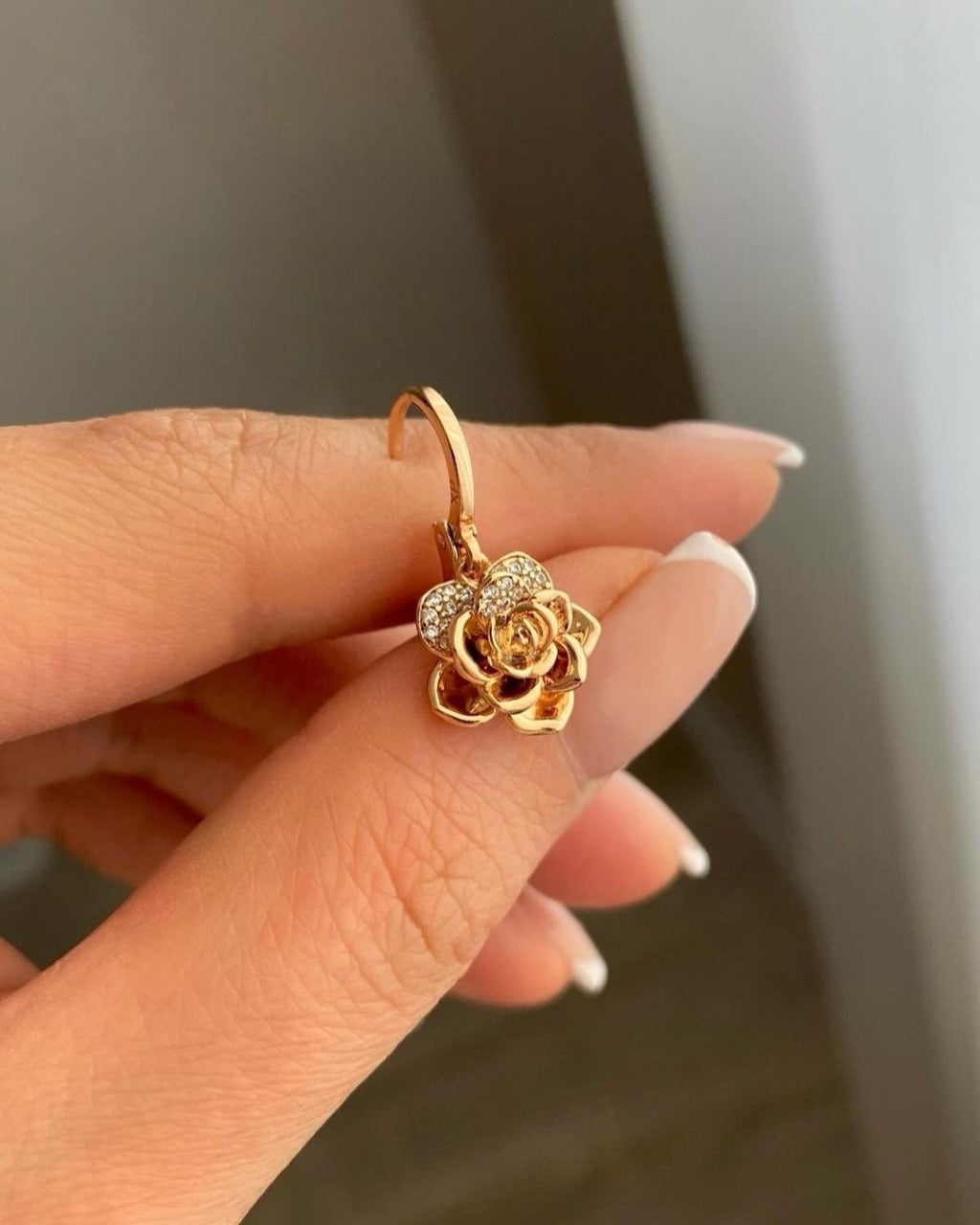 Rose 925 Silver Necklace & Earrings with Gold & Rose Gold Plated