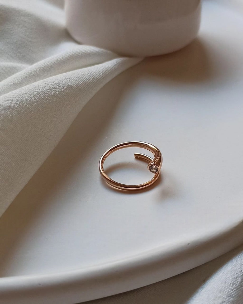 Curl Pure Silver Adjustable Ring - Rose Gold Plated