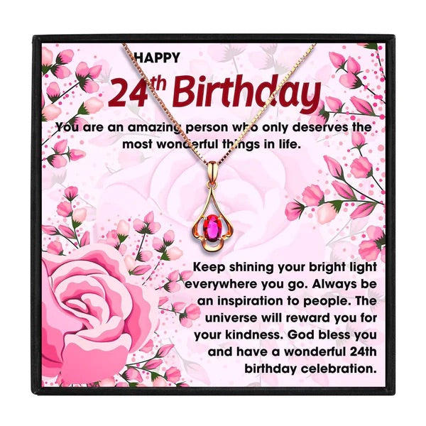 24th Birthday Special Gift - Red Stone Necklace