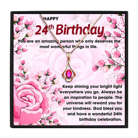 24th Birthday Special Gift - Red Stone Necklace