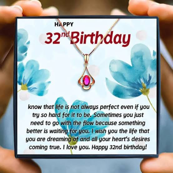 32nd Special Birthday Gift - Red Stone Necklace