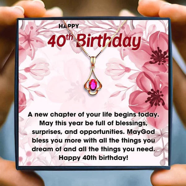 40th Birthday Special Gift - Red Stone Necklace