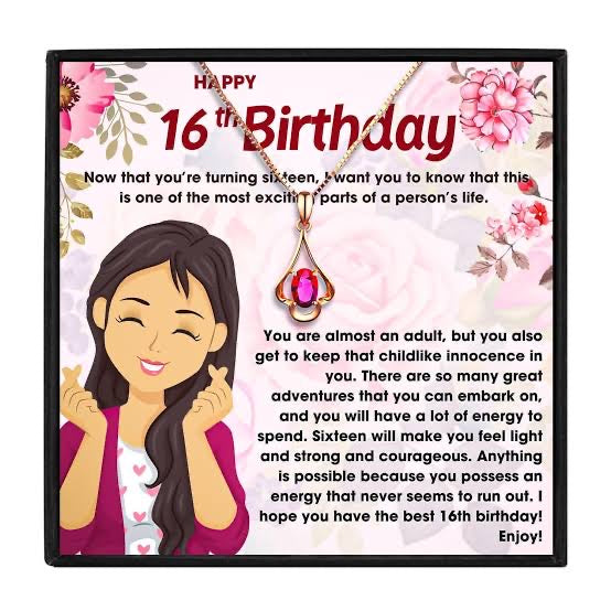 16th Birthday Special Gift - Red Stone Pure Silver Necklace With Rose Gold Plating