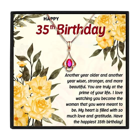 35th Birthday Special Gift - Red Stone Necklace