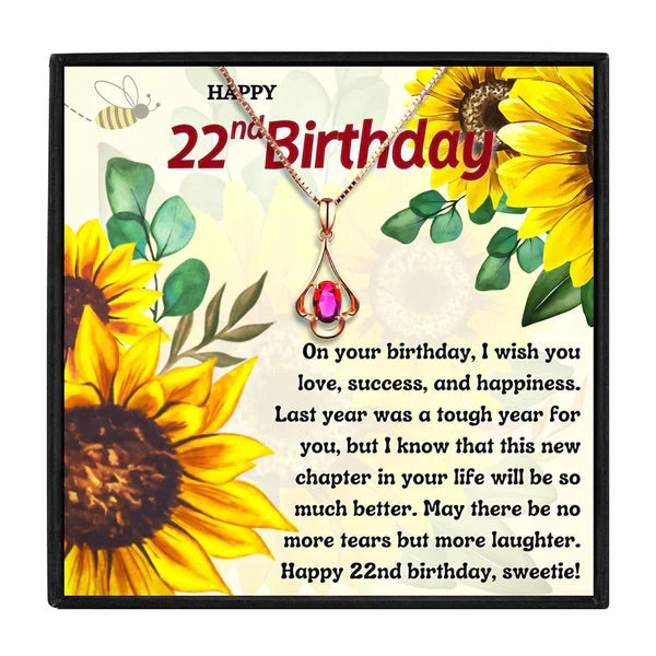22nd Birthday Special Gift - Red Stone Necklace