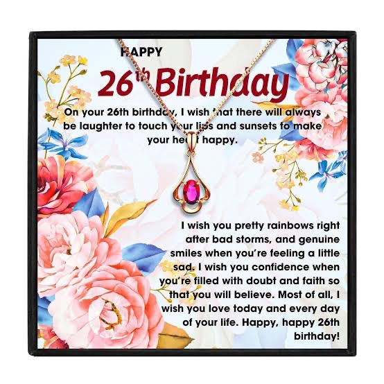 26th Birthday Special Gift - Red Stone Necklace