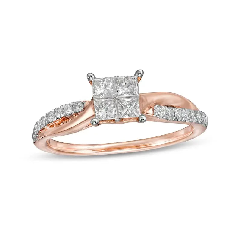 Twist Shank Rose Gold Plated Pure Silver Ring - Adjustable Size