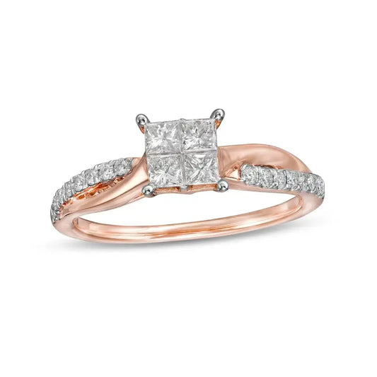 Twist Shank Rose Gold Plated Pure Silver Ring - Adjustable Size