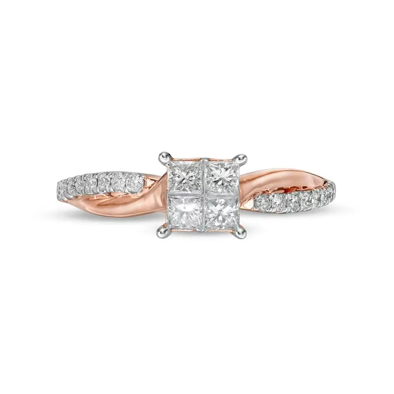 Twist Shank Rose Gold Plated Pure Silver Ring - Adjustable Size