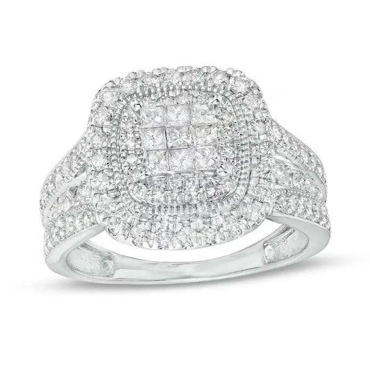 Princess Cut Shank Proposal 925 Silver Ring - Adjustable Size