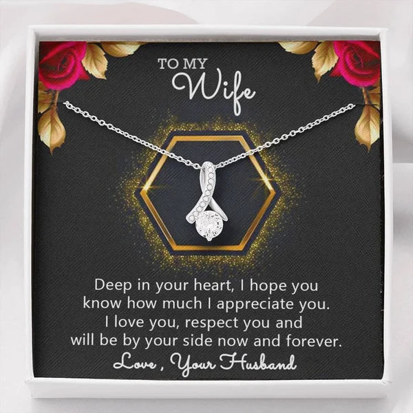 Special Lovely Gift for Wife - Ribbon Love Necklace
