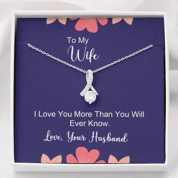 Perfect Surprise Gift For Wife - Ribbon Love Necklace