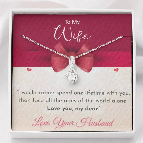 Beautiful Surprise Gift For Wife - Ribbon Love Silver Necklace