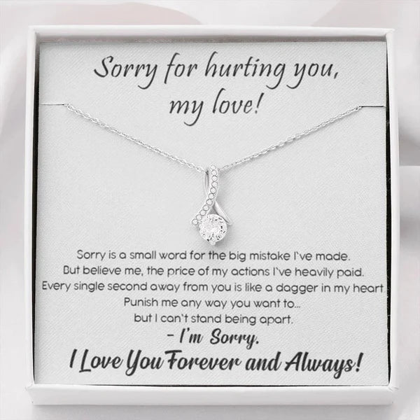 Unique Way to Say Sorry - Ribbon Love Necklace