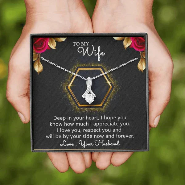 Special Lovely Gift for Wife - Ribbon Love Necklace