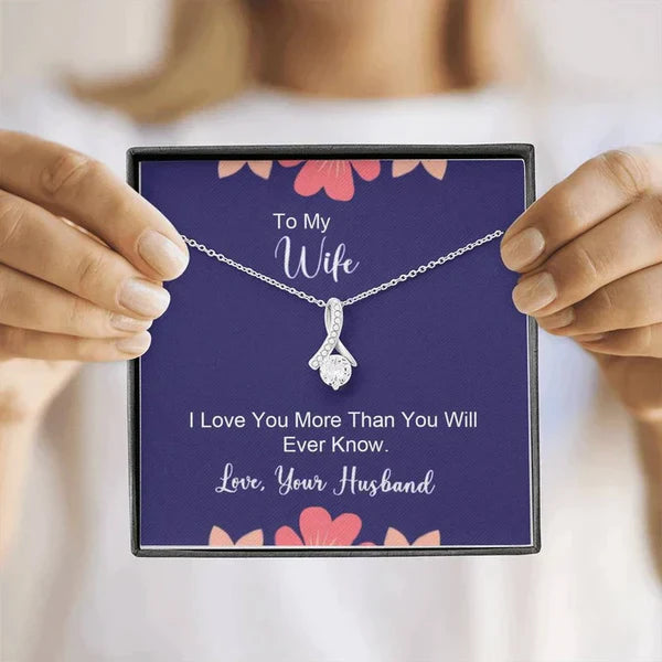 Perfect Surprise Gift For Wife - Ribbon Love Necklace