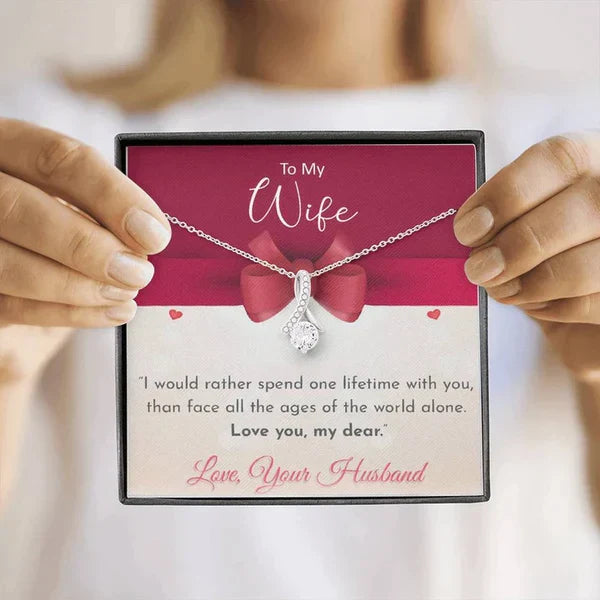 Beautiful Surprise Gift For Wife - Ribbon Love Silver Necklace