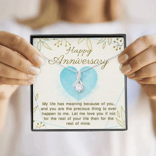 Special Anniversary Gift for Wife & Girlfriend - Ribbon Love Necklace