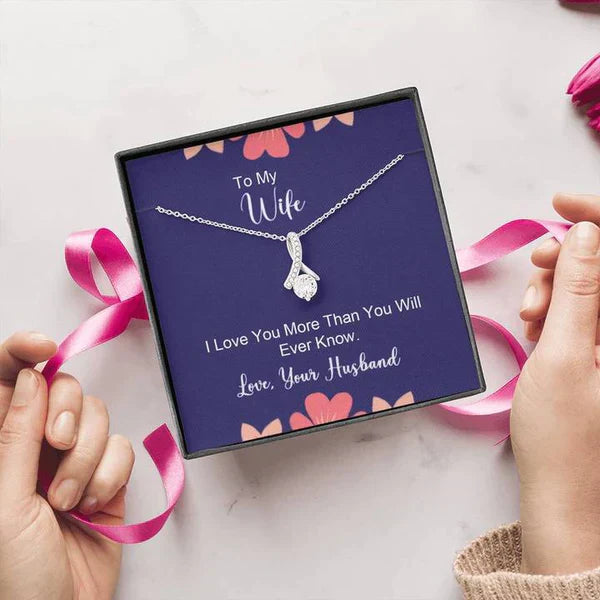 Perfect Surprise Gift For Wife - Ribbon Love Necklace