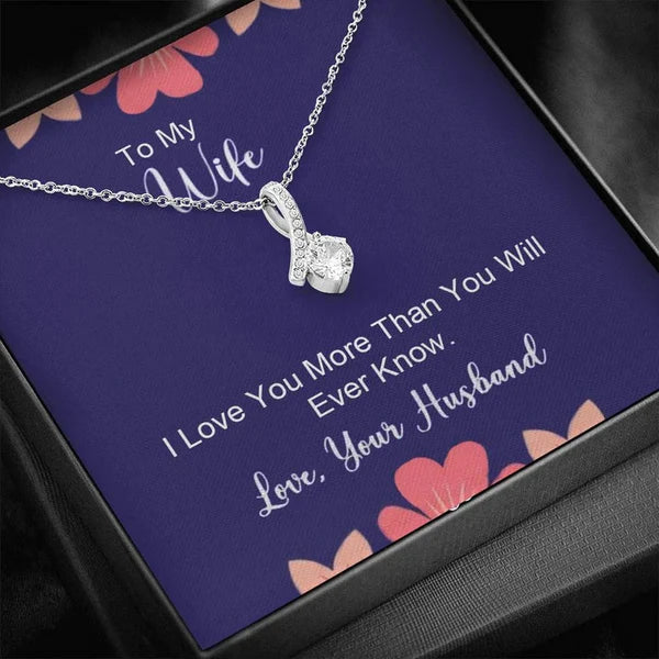Perfect Surprise Gift For Wife - Ribbon Love Necklace