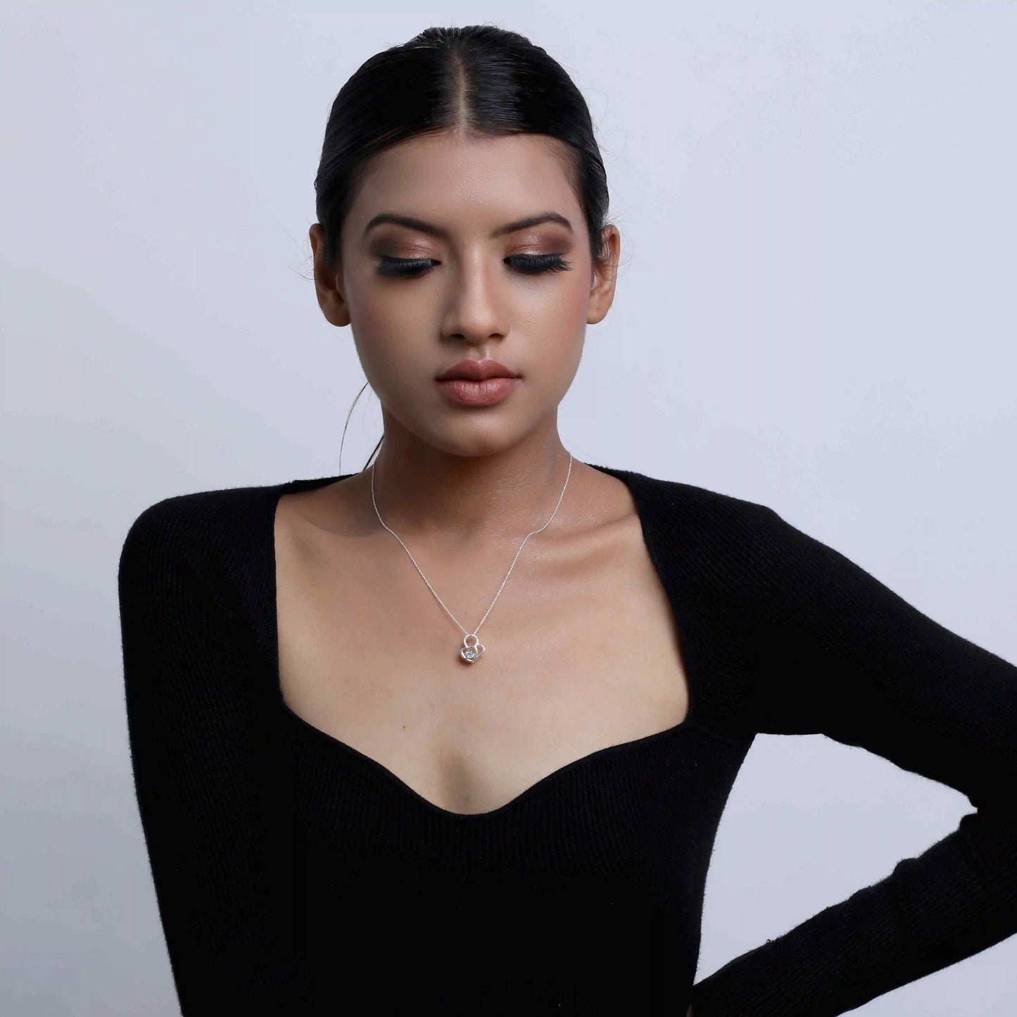 Dual Heart Silver Necklace