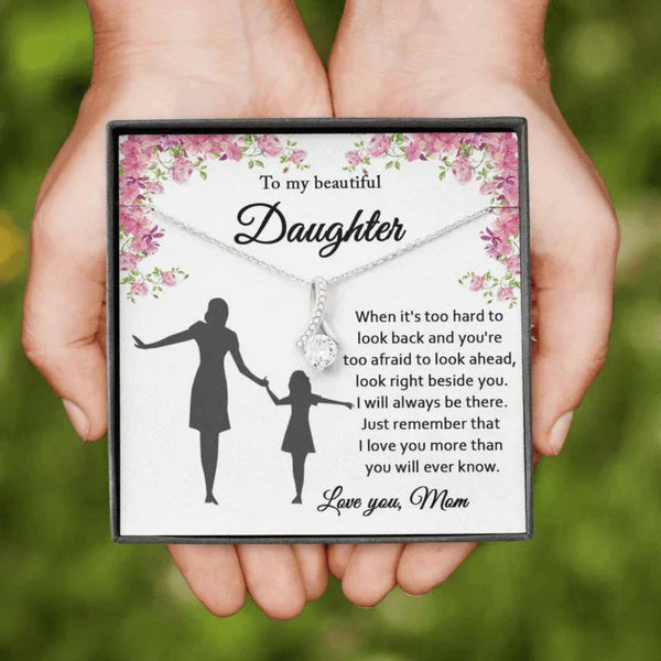 Special Gift For Your Beautiful Daughter - Ribbon Love Necklace