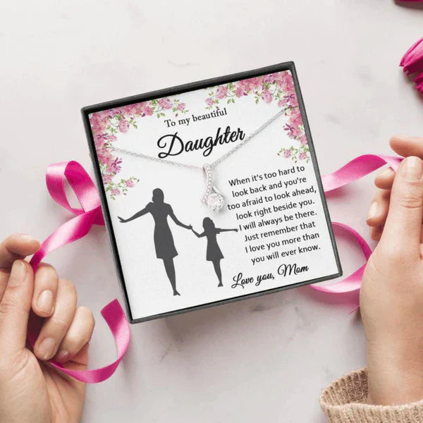 Special Gift For Your Beautiful Daughter - Ribbon Love Necklace