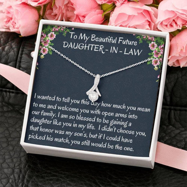 Special Way To Express Love To Your Daughter-In-Law - Ribbon Love Necklace